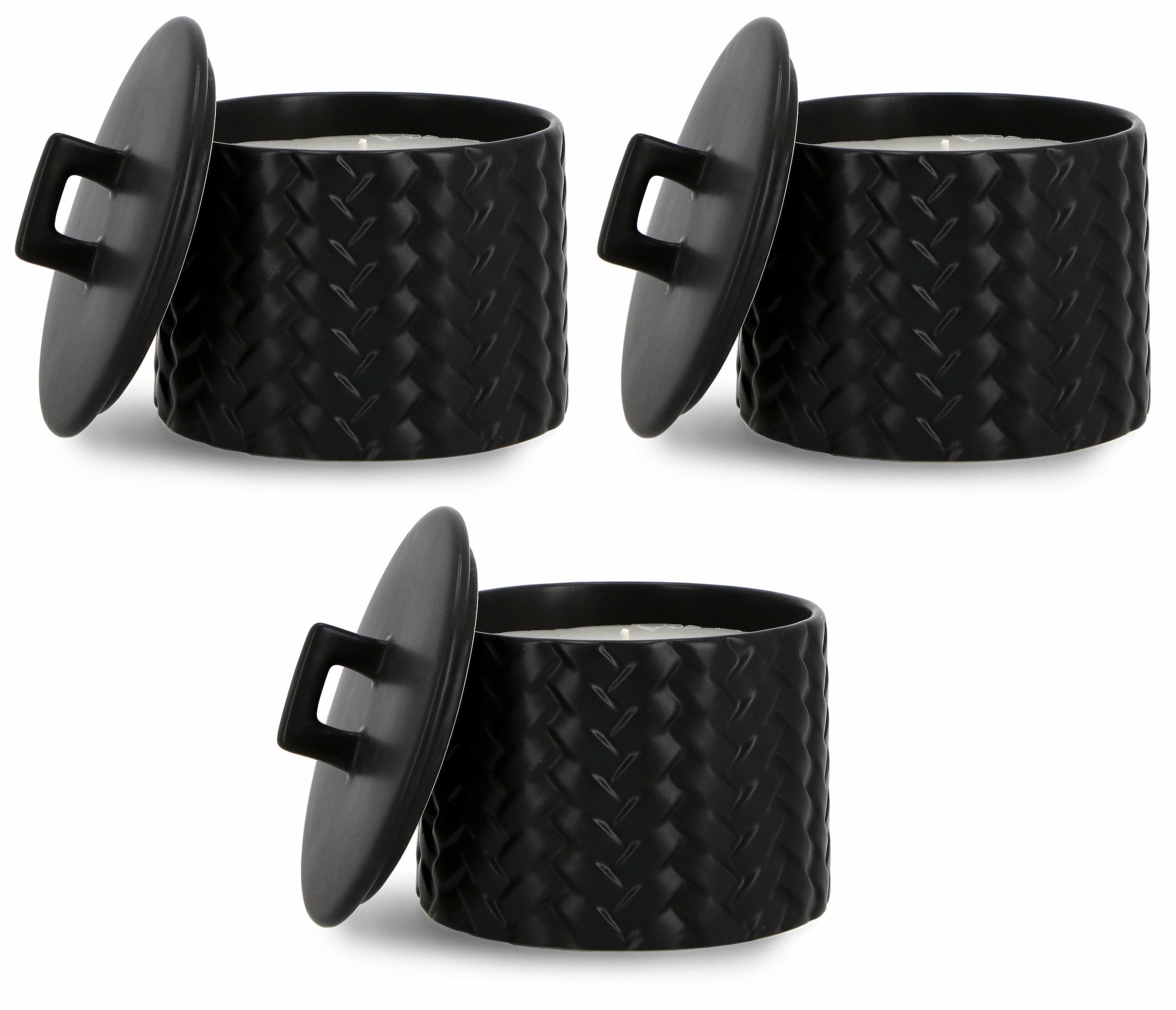 Set di 3 candele decorative Twine L Nero