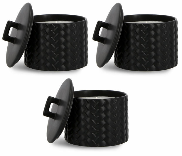 Set di 3 candele decorative Twine L Nero
