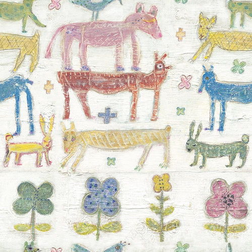 Set di 3 carte da parati stampate digitalmente con animali impilati