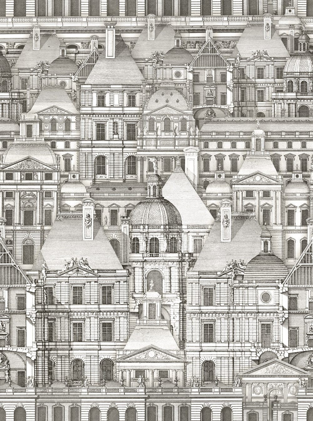 Set di 3 carte da parati stampate in digitale Louvre