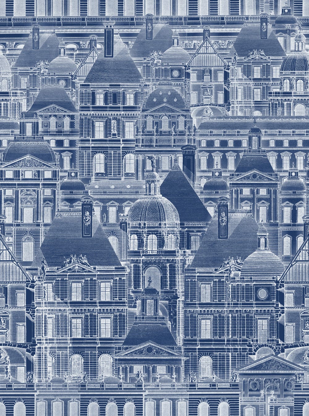 Set di 3 carte da parati stampate in digitale Louvre Blue
