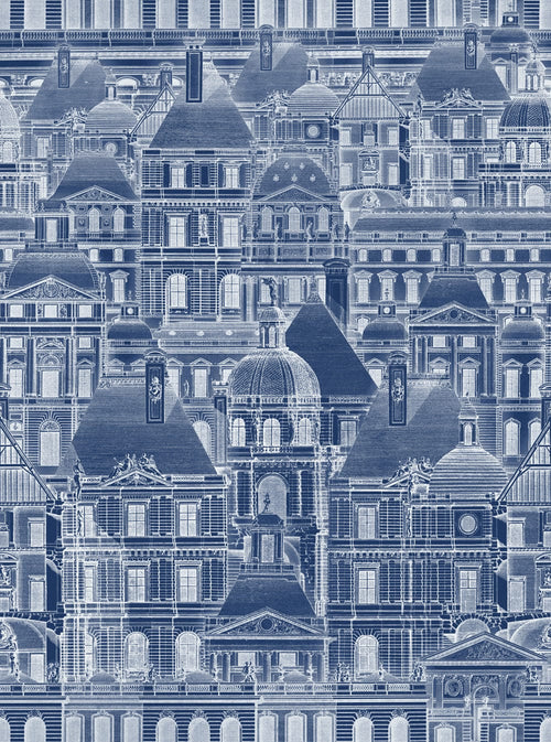 Set di 3 carte da parati stampate in digitale Louvre Blue