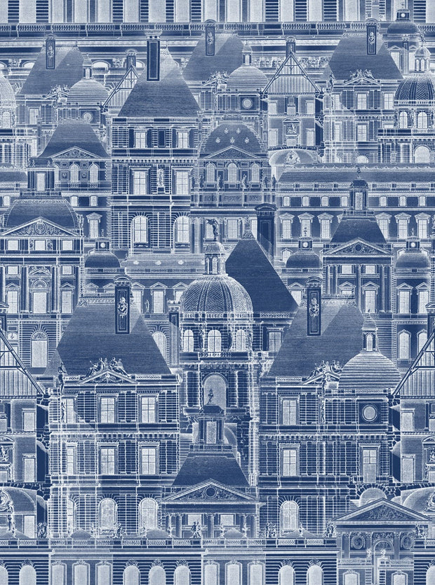 Set di 3 carte da parati stampate in digitale Louvre Blue