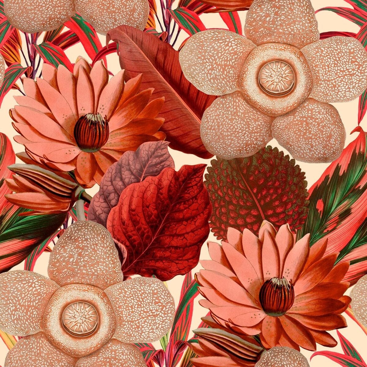 Set di 3 carte da parati stampate in digitale Water Lilies Taupe
