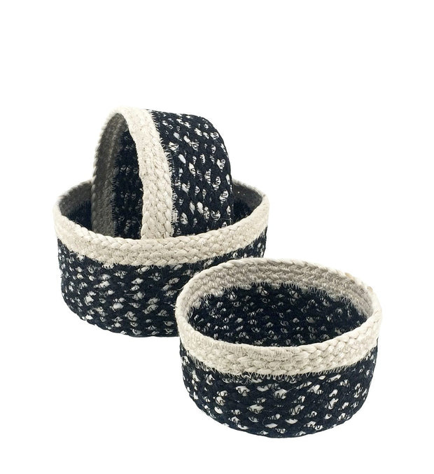 Set di 3 ceste iuta Bicolor S3 Nero