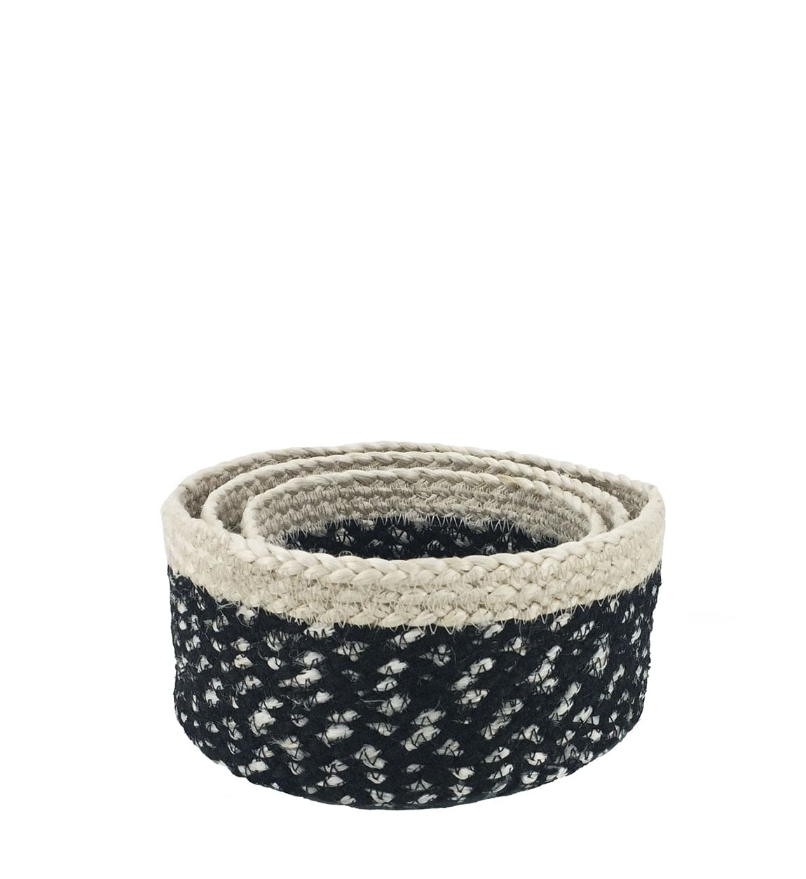Set di 3 ceste iuta Bicolor S3 Nero (1)