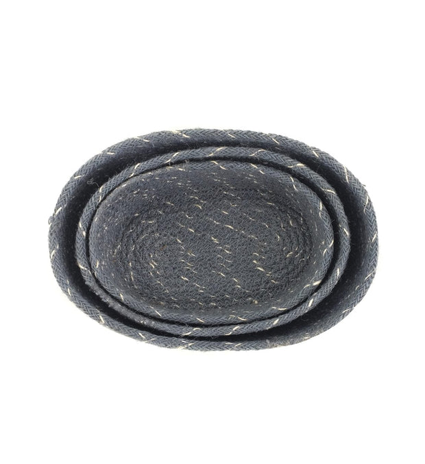 Set di 3 ceste iuta Oval S3 Blu (2)