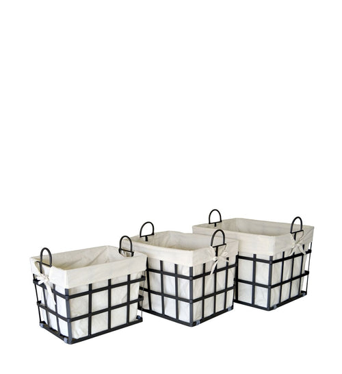Set di 3 ceste metallo Metal Grande S3 Nero
