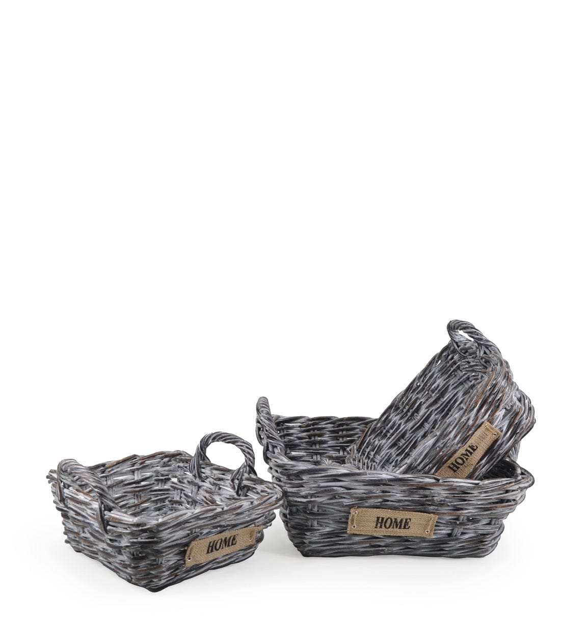 Set di 3 ceste rattan Acra Square Grigio