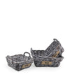 Set di 3 ceste rattan Acra Square Grigio