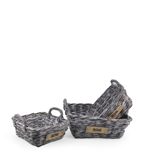 Set di 3 ceste rattan Acra Square Grigio