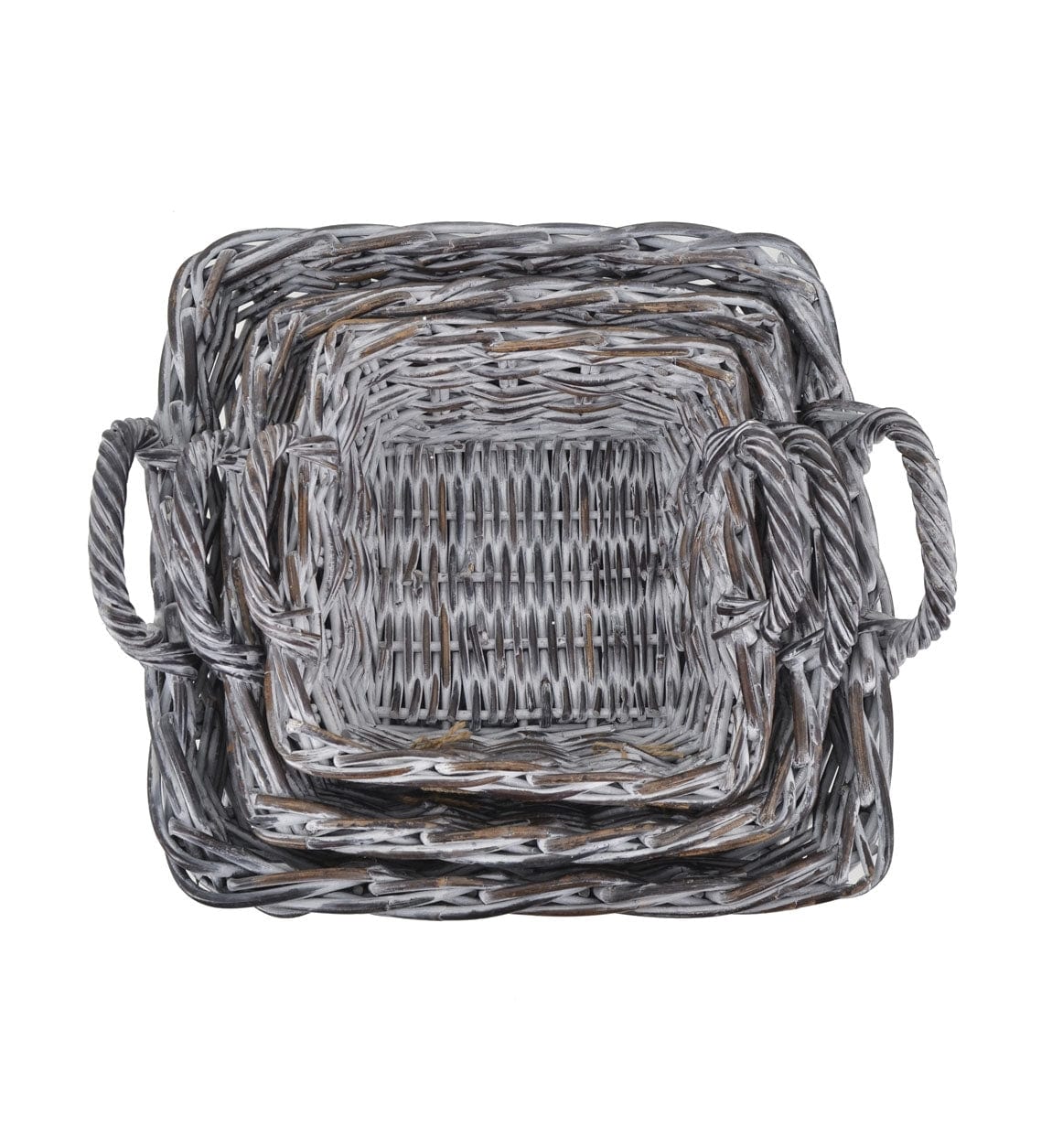 Set di 3 ceste rattan Acra Square Grigio (2)