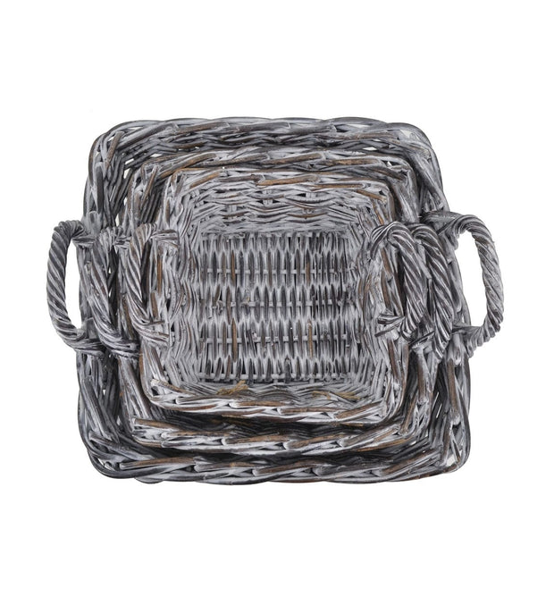 Set di 3 ceste rattan Acra Square Grigio (2)