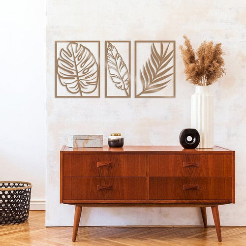 Set di 3 Decorazione da parete Leaf 2 Rame
