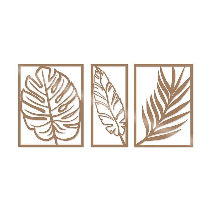 Set di 3 Decorazione da parete Leaf 2 Rame (1)