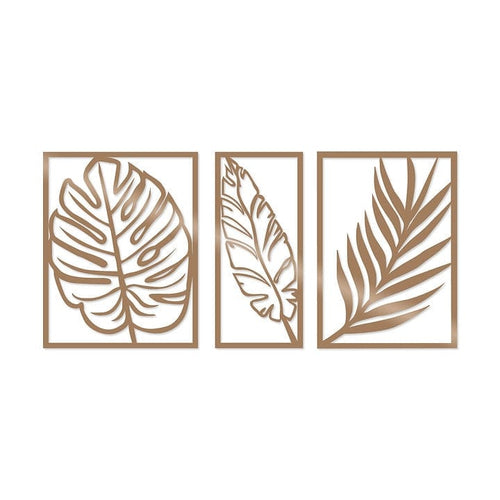 Set di 3 Decorazione da parete Leaf 2 Rame (1)