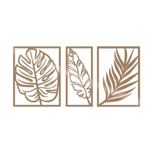 Set di 3 Decorazione da parete Leaf 2 Rame (1)