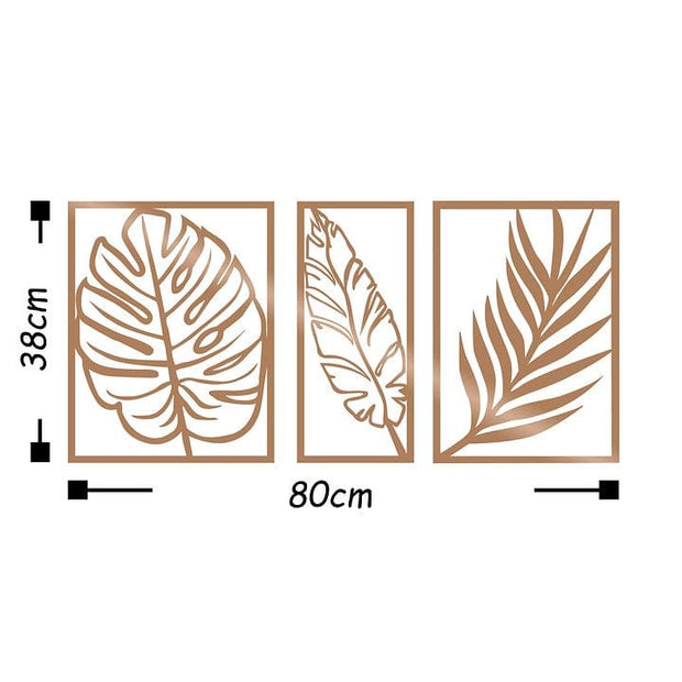 Set di 3 Decorazione da parete Leaf 2 Rame (2)