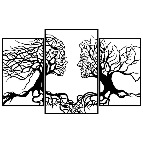 Set di 3 Decorazione da parete Love Tree Nero