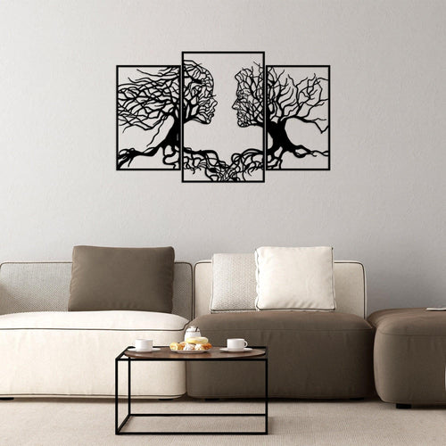 Set di 3 Decorazione da parete Love Tree Nero (1)