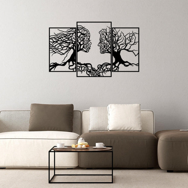 Set di 3 Decorazione da parete Love Tree Nero (1)