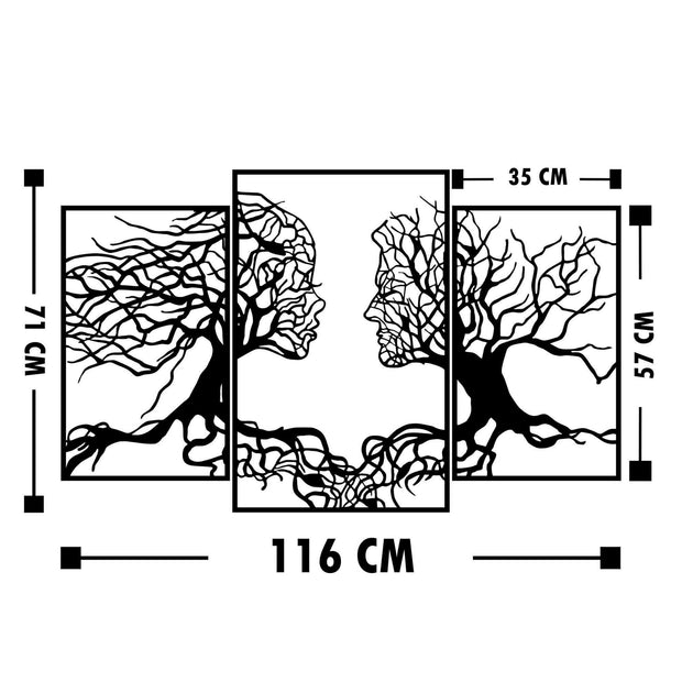 Set di 3 Decorazione da parete Love Tree Nero (3)