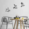 Set di 3 Decorazione da parete Oragami Nero