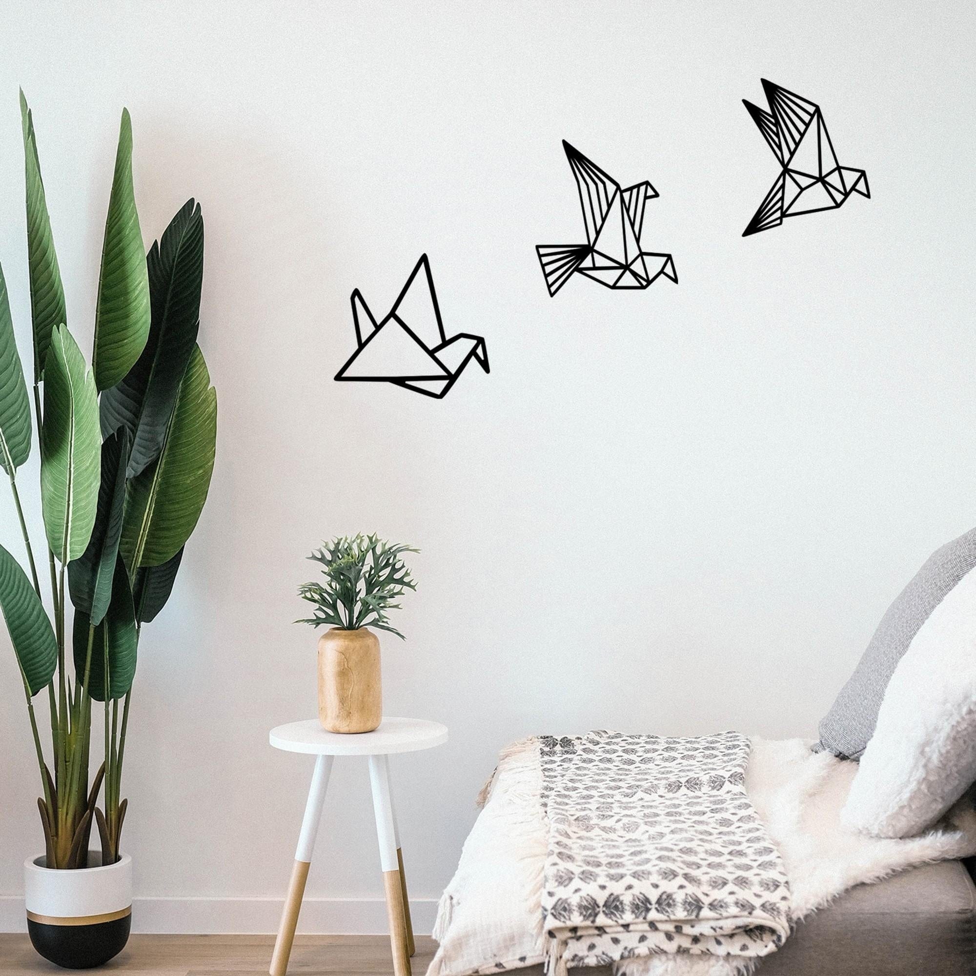 Set di 3 Decorazione da parete Oragami Nero (2)