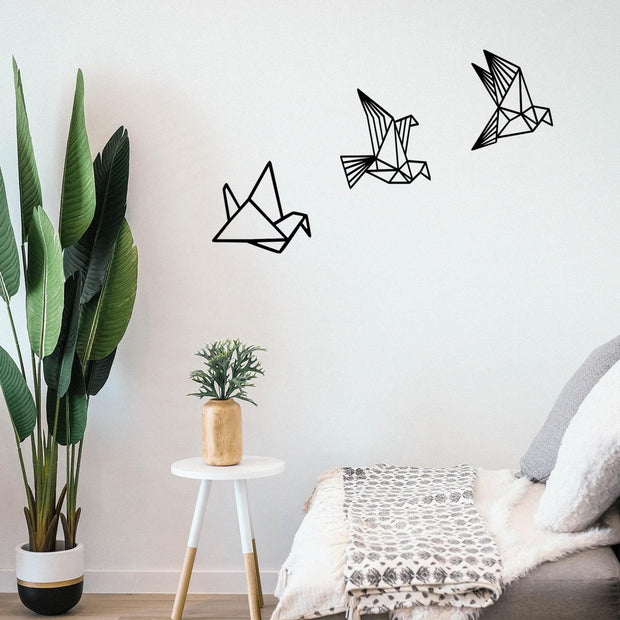 Set di 3 Decorazione da parete Oragami Nero (2)