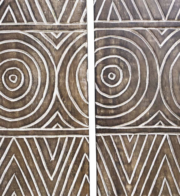 Set di 3 decorazioni da parete Geometric Carved Naturale, 105 x 140 cm (1)