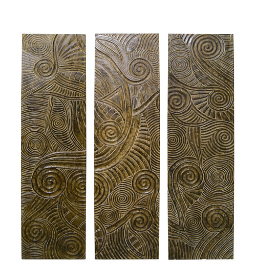 Set di 3 decorazioni da parete Grande Carved Naturale, 150 x 180 cm