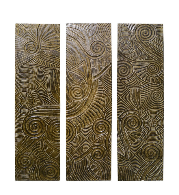 Set di 3 decorazioni da parete Grande Carved Naturale, 150 x 180 cm