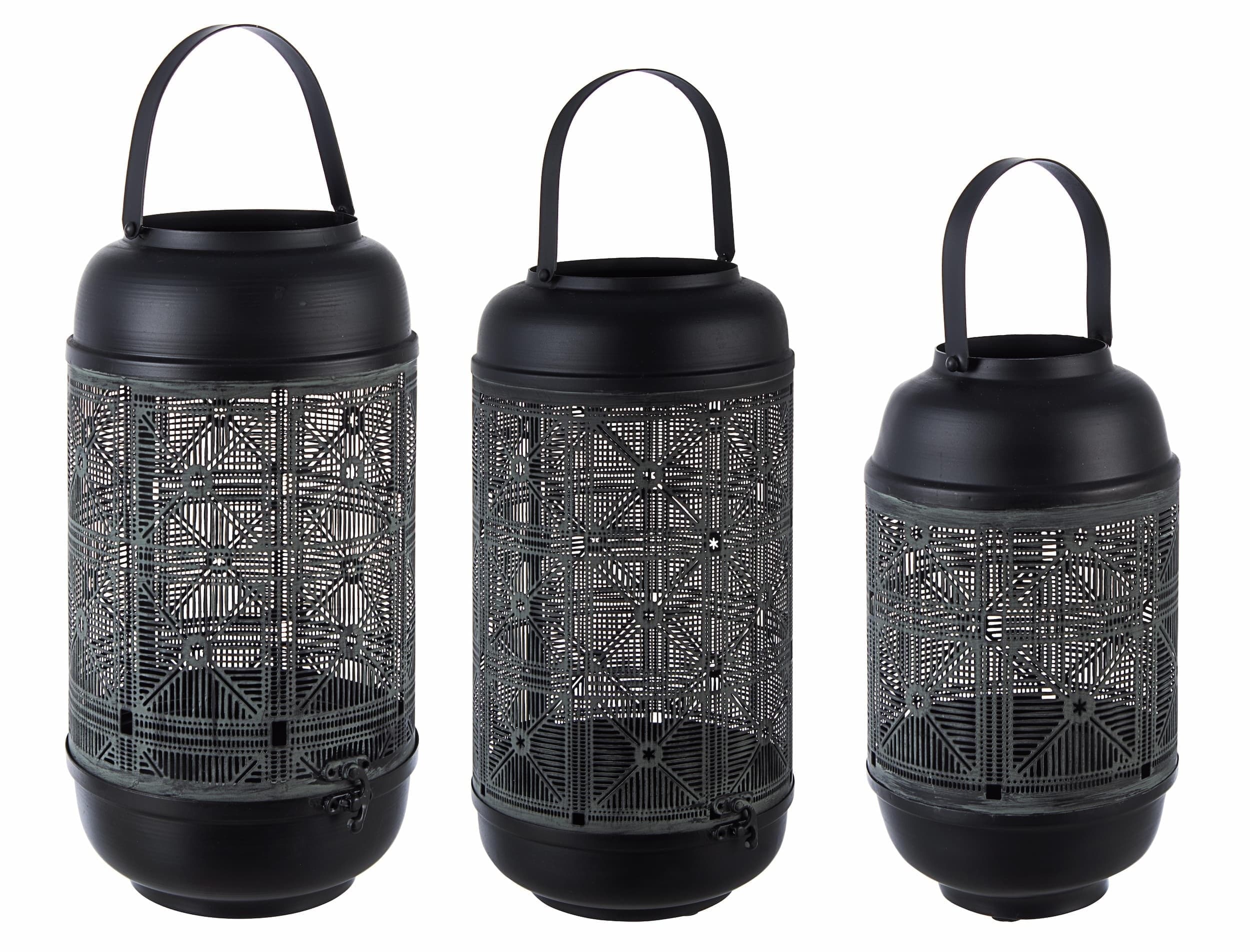 Set di 3 lanterne decorative Hamisi Round Nero