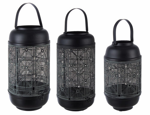 Set di 3 lanterne decorative Hamisi Round Nero