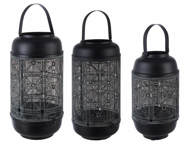 Set di 3 lanterne decorative Hamisi Round Nero