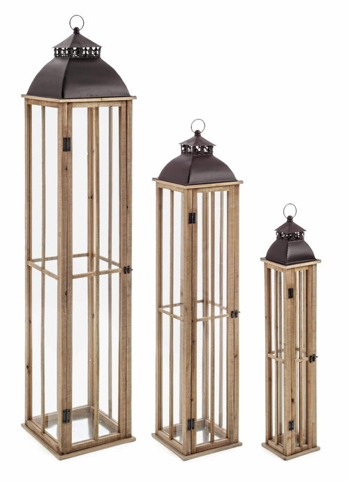 Set di 3 lanterne decorative Helsinki Naturale