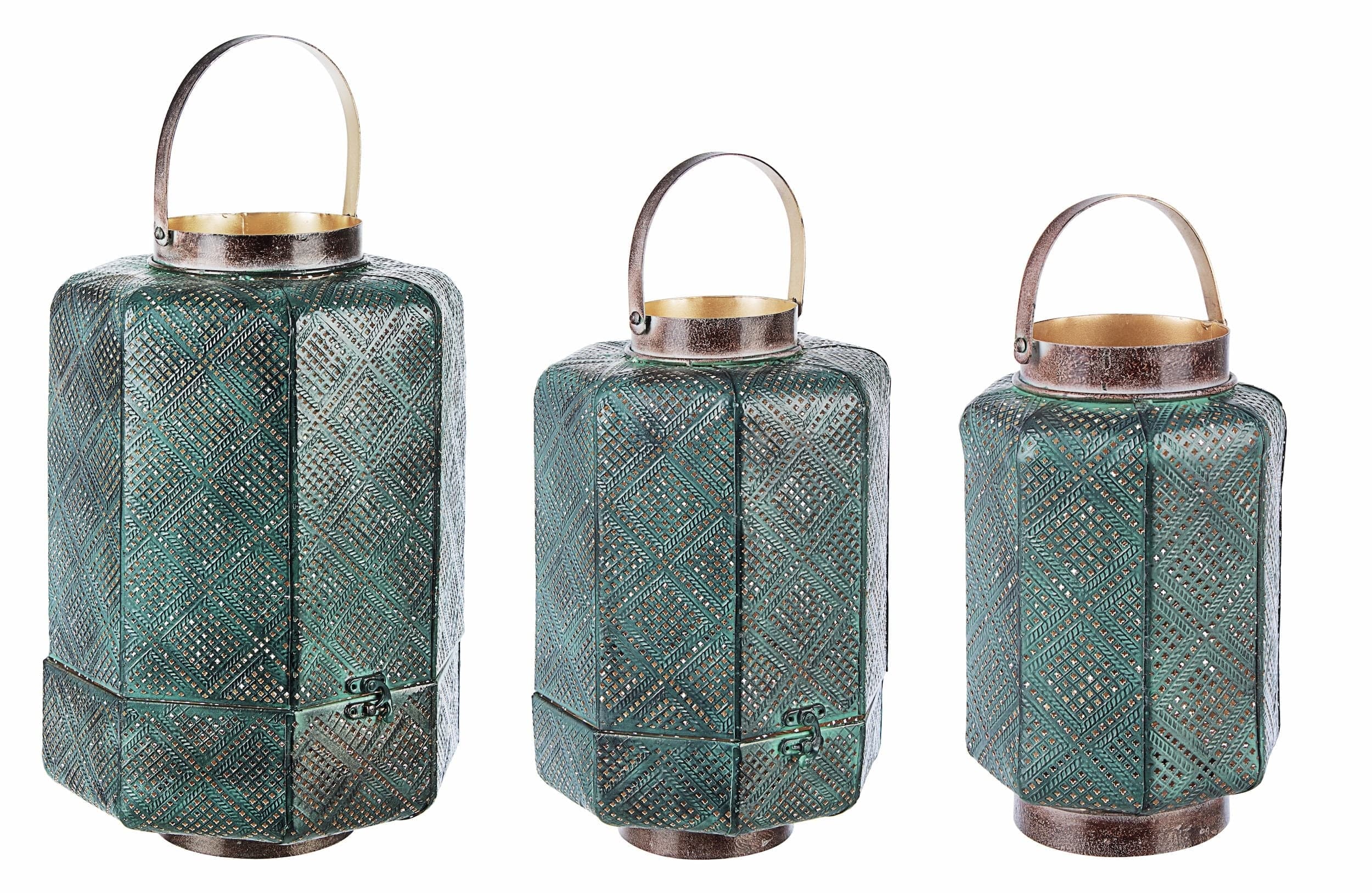 Set di 3 lanterne decorative Zaliki Round Verde