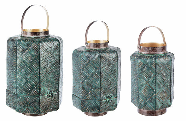 Set di 3 lanterne decorative Zaliki Round Verde
