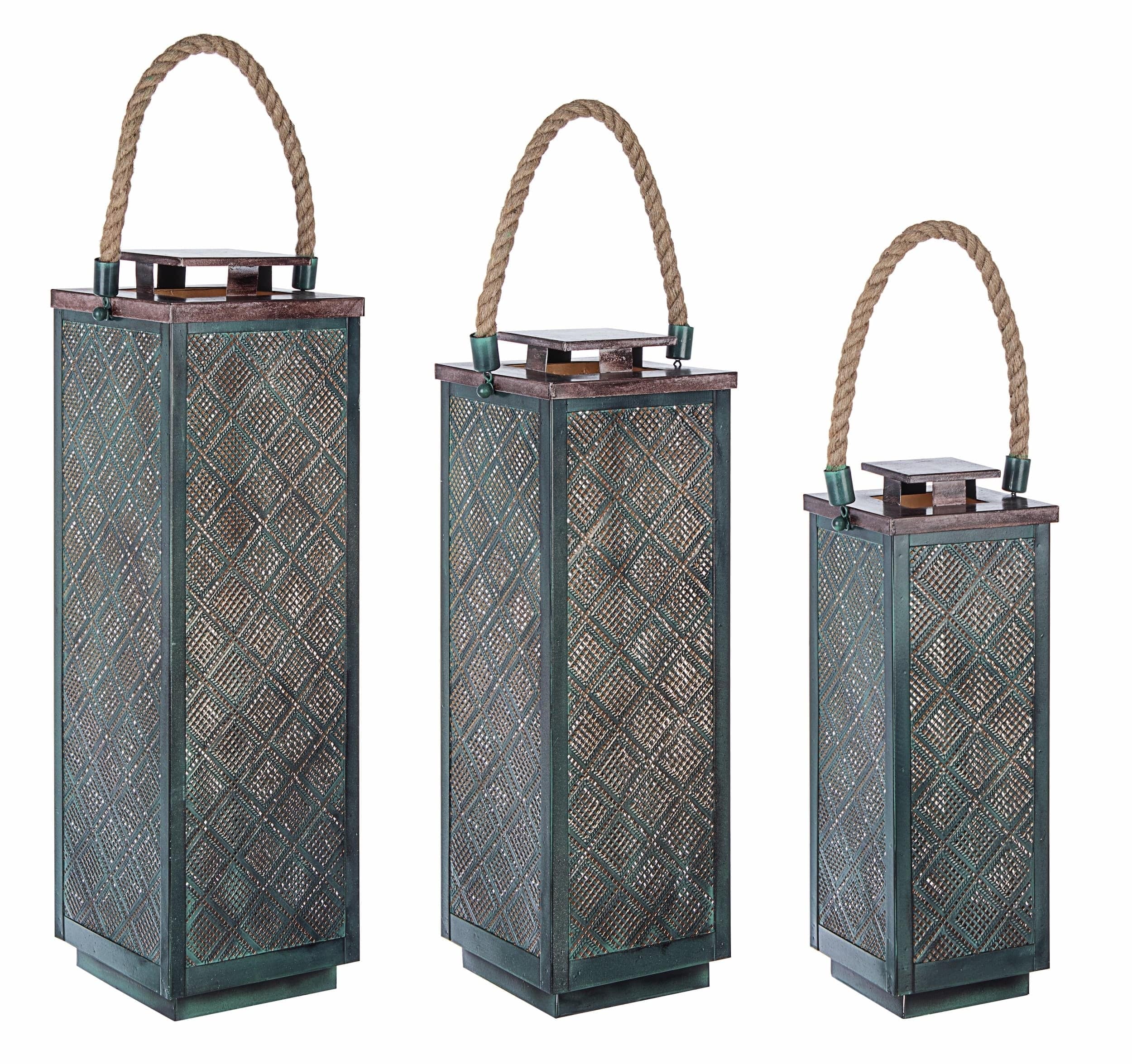 Set di 3 lanterne decorative Zaliki Square Verde