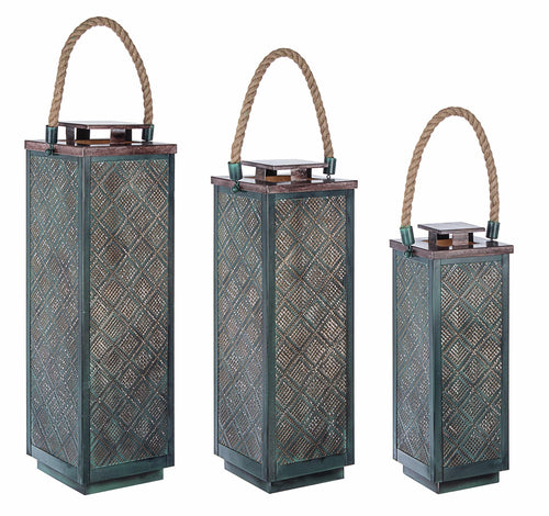 Set di 3 lanterne decorative Zaliki Square Verde