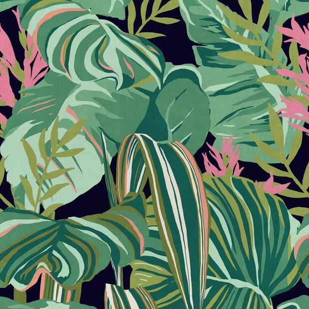 Set di 3 rotoli Carta da parati stampata in digitale Fogliame tropicale Antracite
