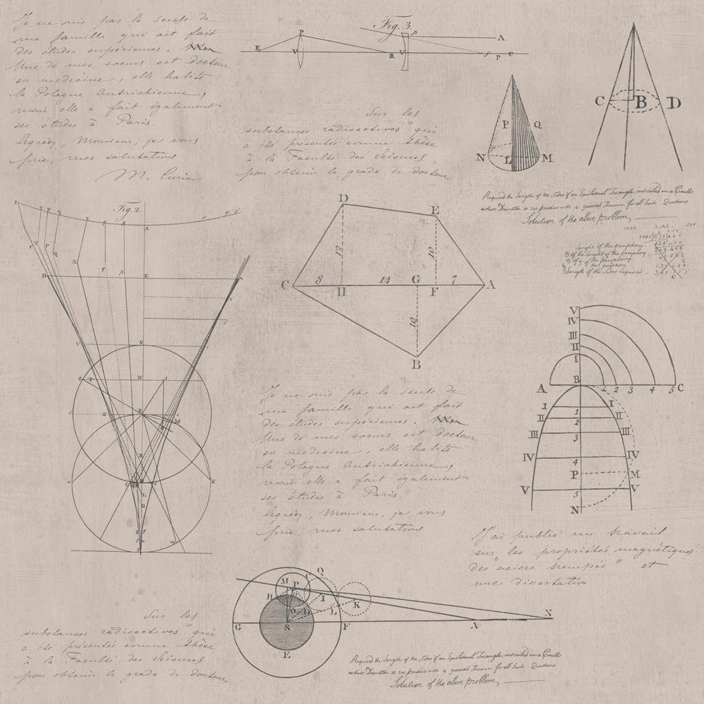 Set di 3 rotoli Carta da parati stampata in digitale Newton Geometry Taupe