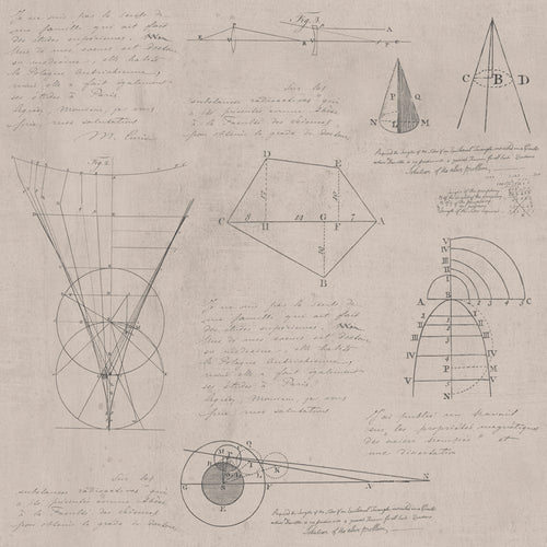 Set di 3 rotoli Carta da parati stampata in digitale Newton Geometry Taupe