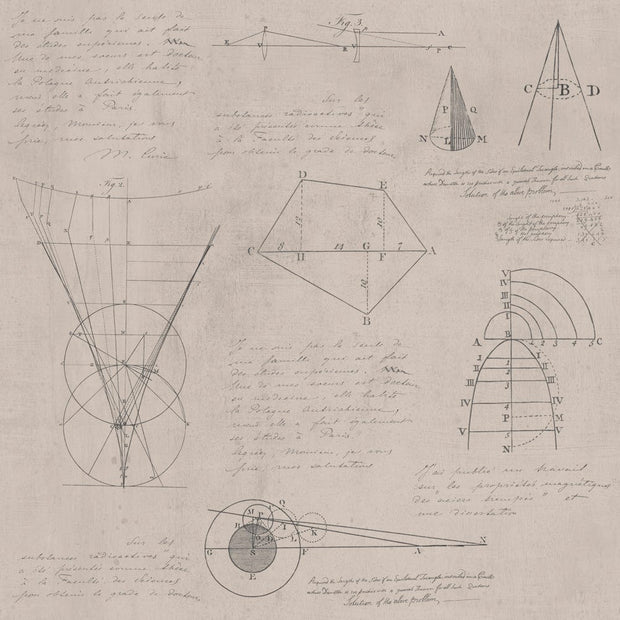 Set di 3 rotoli Carta da parati stampata in digitale Newton Geometry Taupe
