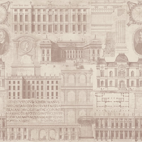 Set di 3 rotoli Carta da parati stampata in digitale Vitruvius Taupe