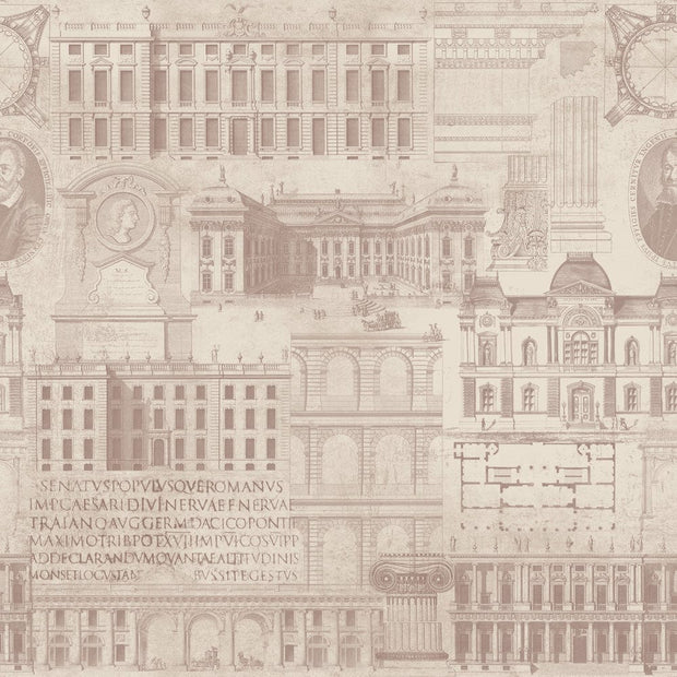 Set di 3 rotoli Carta da parati stampata in digitale Vitruvius Taupe