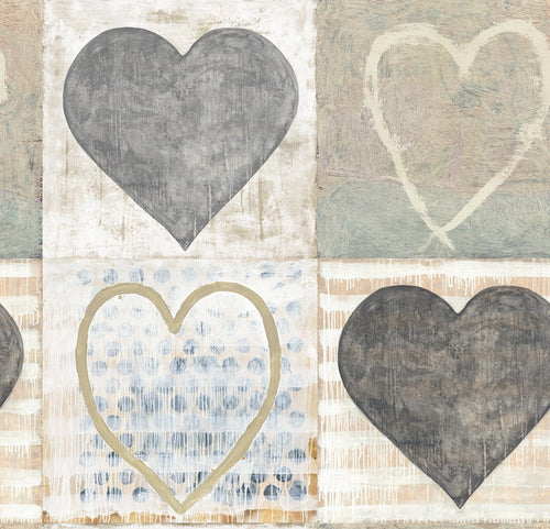 Set di 3 rotoli di carta da parati con stampa digitale a cuore