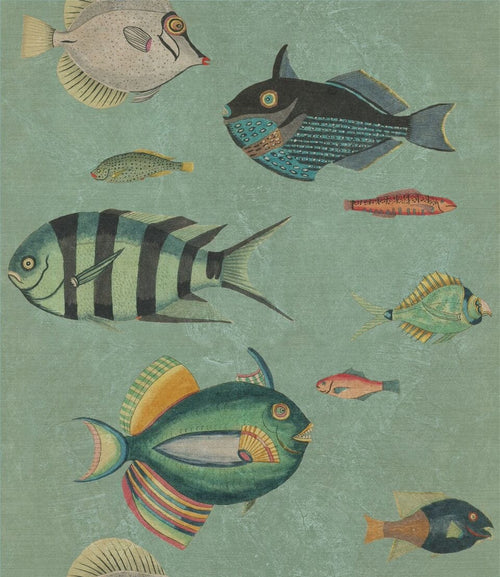 Set di 3 rotoli di carta da parati con stampa digitale di pesce