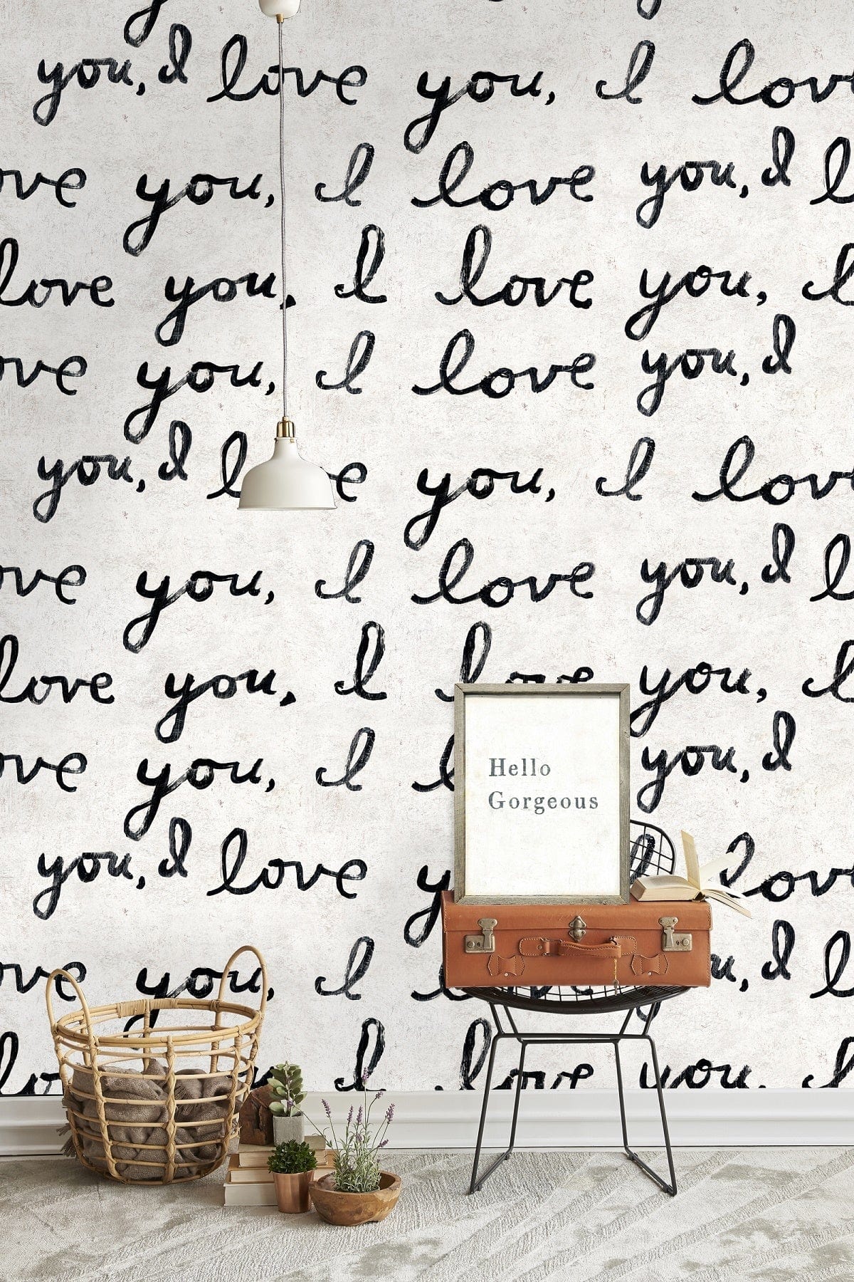 Set di 3 rotoli di carta da parati con stampa digitale I Love You (4)