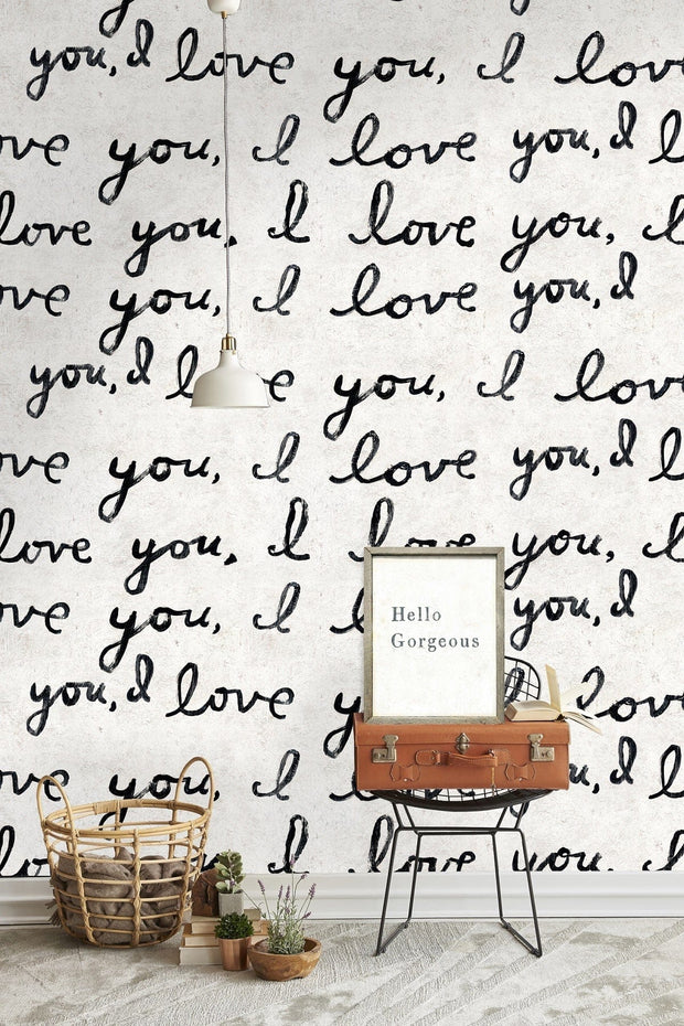 Set di 3 rotoli di carta da parati con stampa digitale I Love You (4)